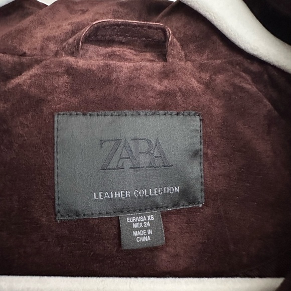 Zara Oversized Brown Genuine Suede 100% Leather Jacket NWOT size XS - Picture 3 of 7